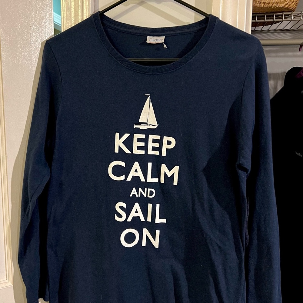 Women’s Navy Long sleeve - Keep Calm and Sail On